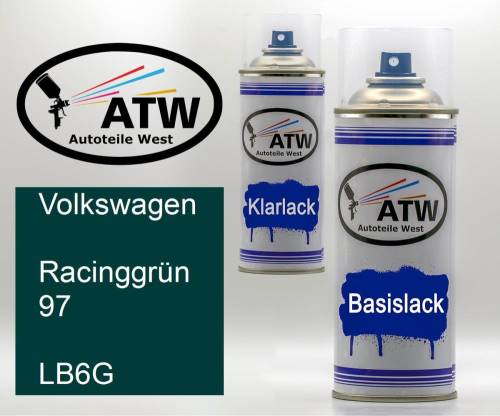 Volkswagen, Racinggrün 97, LB6G: 400ml Sprühdose + 400ml Klarlack - Set, von ATW Autoteile West.